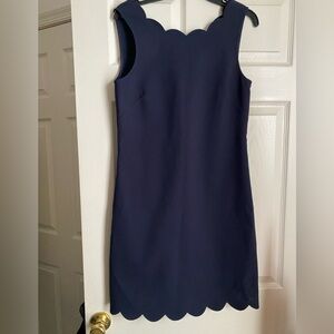 J. Crew Navy Scallop Neck Midi Dress
